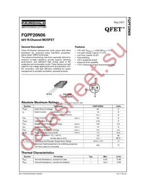FQPF20N06 datasheet  
